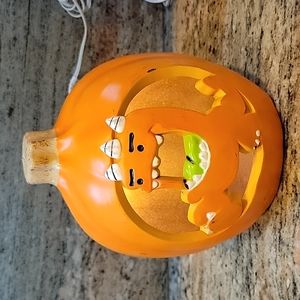 Vintage Dinosaur Jack O Lantern Pumpkin Plastic Blow Mold Light Up Halloween